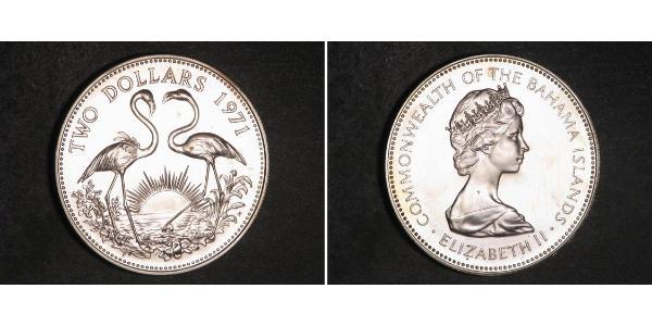 2 Долар Багамські о-ви Срібло Єлизавета II (1926-2022)