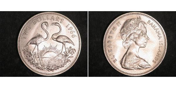 2 Долар Багамські о-ви Срібло Єлизавета II (1926-2022)