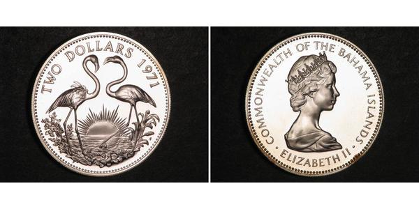 2 Долар Багамські о-ви Срібло Єлизавета II (1926-2022)