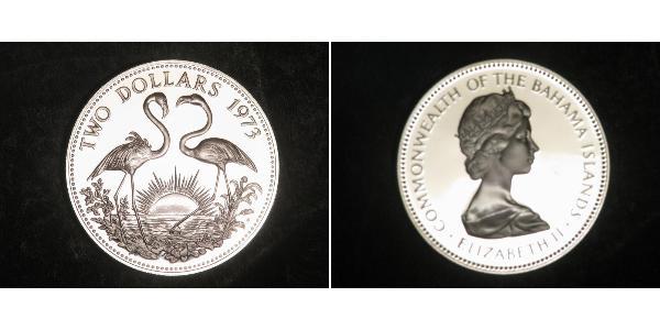 2 Долар Багамські о-ви Срібло Єлизавета II (1926-2022)