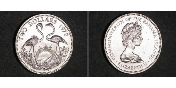 2 Долар Багамські о-ви Срібло Єлизавета II (1926-2022)