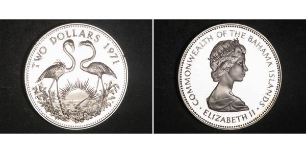 2 Долар Багамські о-ви Срібло Єлизавета II (1926-2022)