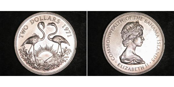 2 Долар Багамські о-ви Срібло Єлизавета II (1926-2022)