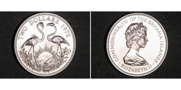 2 Долар Багамські о-ви Срібло Єлизавета II (1926-2022)