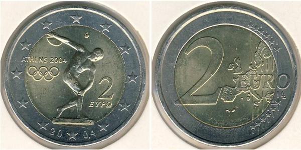 2 Евро Греческая Республика  (1974 - ) Биметалл 