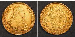 2 Ескудо Іспанська Імперія (1700 - 1808) Золото Карл IV король Іспанії  (1748-1819)