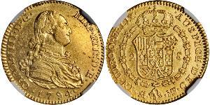 2 Ескудо Іспанська Імперія (1700 - 1808) Золото Карл IV король Іспанії  (1748-1819)