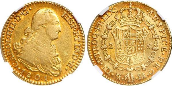 2 Ескудо Іспанська Імперія (1700 - 1808) Золото Карл IV король Іспанії  (1748-1819)