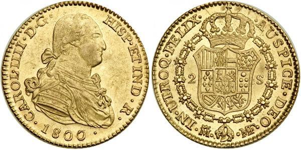 2 Ескудо Іспанська Імперія (1700 - 1808) Золото Карл IV король Іспанії  (1748-1819)