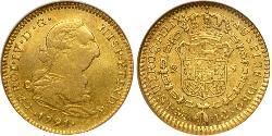 2 Ескудо Іспанія Золото Карл IV король Іспанії  (1748-1819)