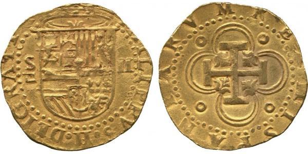 2 Ескудо Габсбурзька імперія (1526-1804) / Іспанія Золото Філіп II Габсбург (1527-1598)