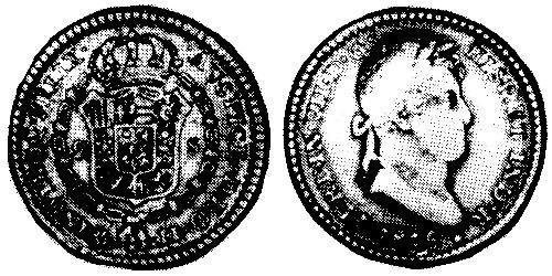 2 Ескудо Нова Іспанія (1519 - 1821) Золото Фердинанд VII король Іспанії (1784-1833)