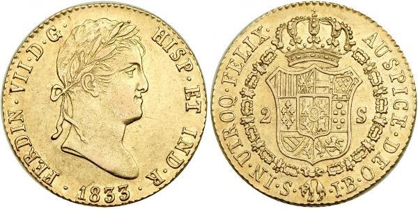 2 Ескудо Нова Іспанія (1519 - 1821) Золото Фердинанд VII король Іспанії (1784-1833)
