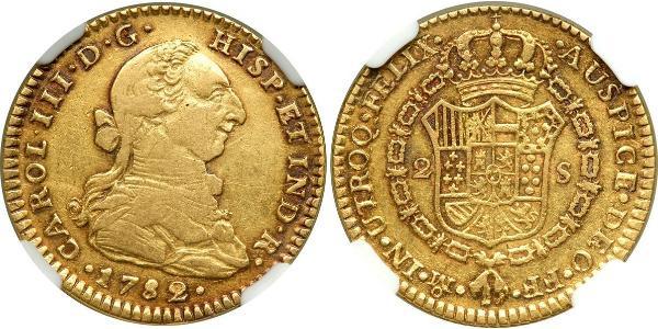 2 Ескудо Нова Іспанія (1519 - 1821) Золото Карл III король Іспанії (1716 -1788)