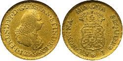 2 Ескудо Нова Ґранада (1717 - 1819) Золото Фердинанд VI  король Іспаніі (1713-1759)