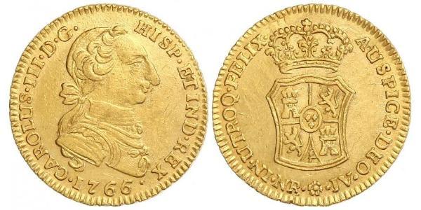 2 Ескудо Нова Ґранада (1717 - 1819) Золото Карл III король Іспанії (1716 -1788)