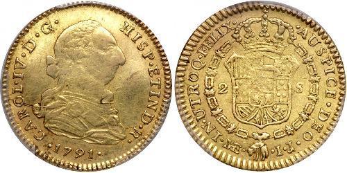 2 Ескудо Перу Золото Карл IV король Іспанії  (1748-1819)