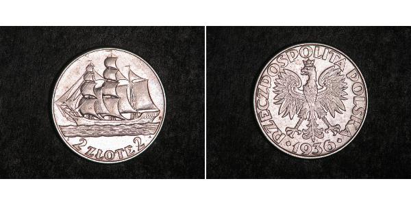 2 Злотий Польська республіка (1918 - 1939) Срібло 
