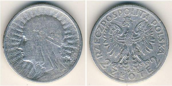 2 Злотий Польська республіка (1918 - 1939) Срібло 