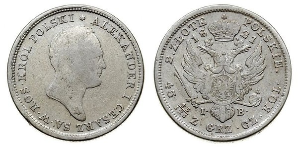 2 Злотий Російська імперія (1720-1917) Срібло Олександр I (1777-1825)