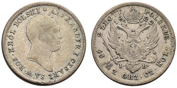 2 Злотий Російська імперія (1720-1917) Срібло Олександр I (1777-1825)