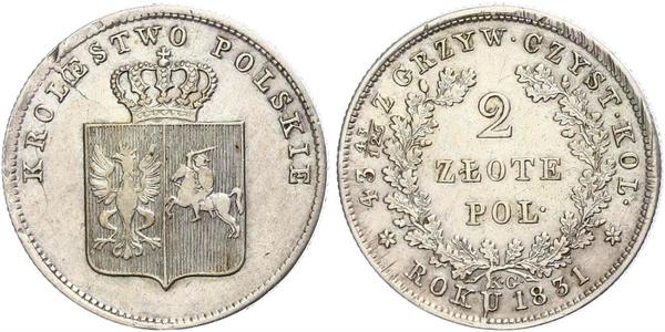 2 Злотий Царство Польське (1815-1915) Срібло 