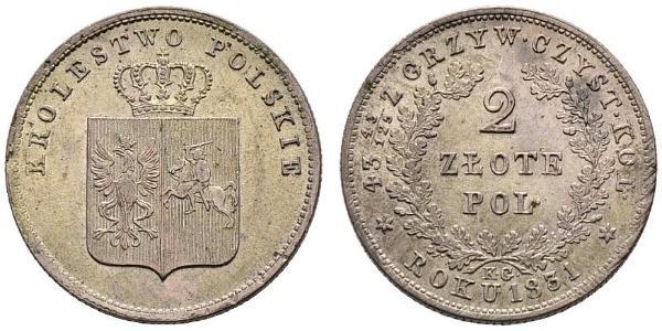 2 Злотий Царство Польське (1815-1915) Срібло 