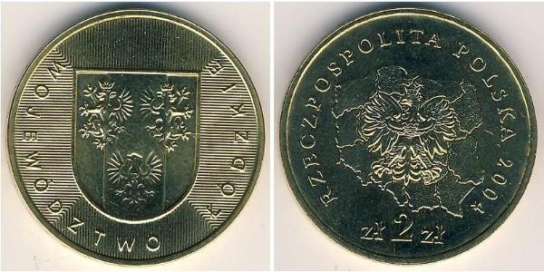 2 Злотый Республика Польша (1991 - ) Латунь 