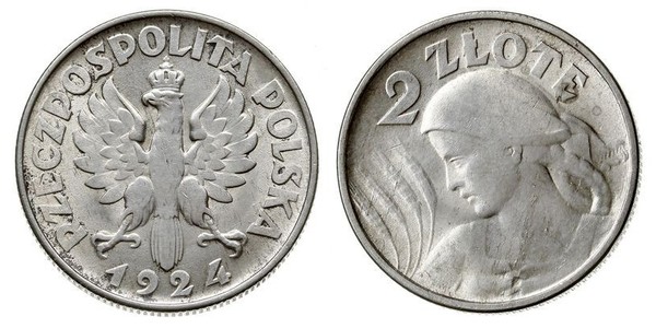 2 Злотый Польская Республика (1918 - 1939) Серебро 
