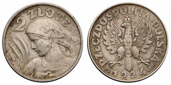 2 Злотый Польская Республика (1918 - 1939) Серебро 