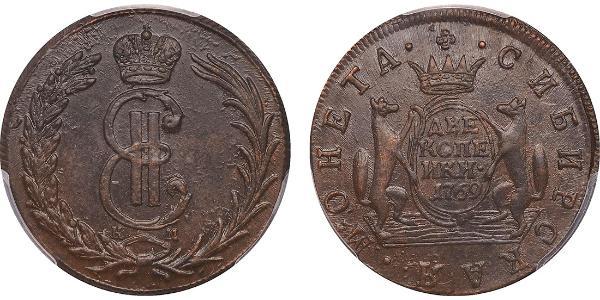 2 Копейка Российская империя (1720-1917) Медь Екатерина II (1729-1796)