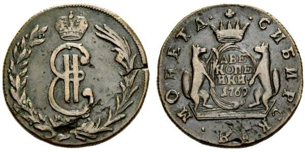 2 Копійка Російська імперія (1720-1917) Мідь Катерина II (1729-1796)