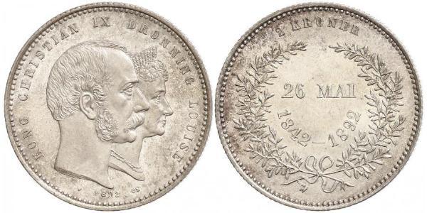 2 Крона Дания Серебро Кристиан IX король Дании (1818-1906)