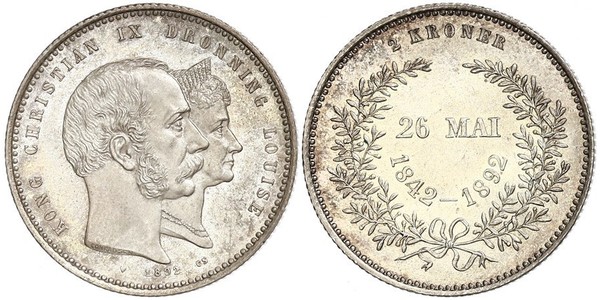 2 Крона Дания Серебро Кристиан IX король Дании (1818-1906)