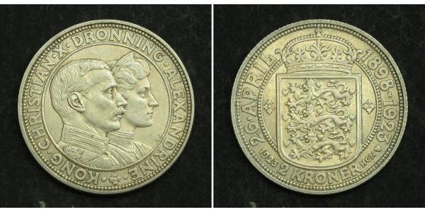 2 Крона Дания Серебро Кристиан X (король Дании) (1870 - 1947)