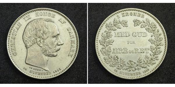 2 Крона Дания Серебро Кристиан IX король Дании (1818-1906)