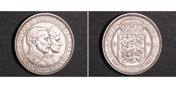 2 Крона Дания Серебро Кристиан X (король Дании) (1870 - 1947)