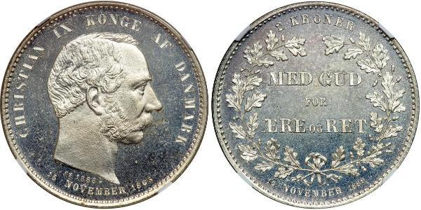 2 Крона Дания Серебро Кристиан IX король Дании (1818-1906)