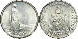 2 Крона Королевство Норвегия (1905 - ) Серебро Хокон VII (1872 - 1957)