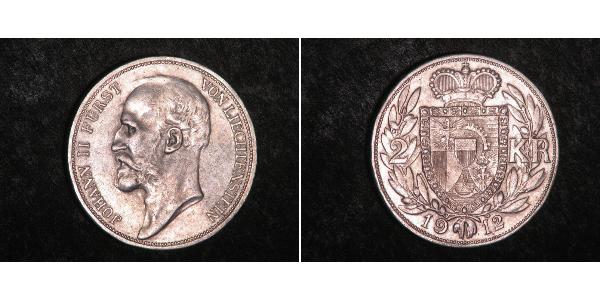 2 Крона Лихтенштейн Серебро Johann II, Prince of Liechtenstein (1840-1929)