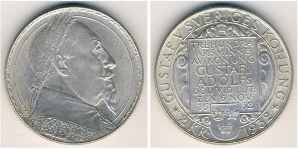 2 Крона Швеция Серебро Густав II Адольф(1594 – 1632)