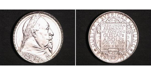 2 Крона Швеция Серебро Густав II Адольф(1594 – 1632)