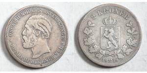 2 Крона United Kingdoms of Sweden and Norway (1814-1905) Срібло Оскар II (1829-1907)