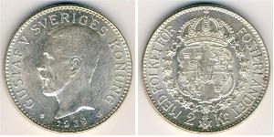 2 Крона Швеція Срібло Густав V (1858 - 1950)