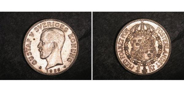 2 Крона Швеція Срібло Густав V (1858 - 1950)