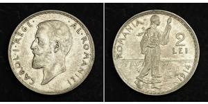 2 Лей Королівство Румунія (1881-1947) Срібло Carol I of Romania (1839 - 1914)