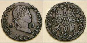 2 Мараведі Королівство Іспанія (1814 - 1873) Мідь 