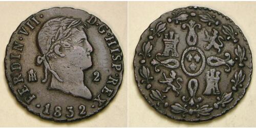 2 Мараведі Королівство Іспанія (1814 - 1873) Мідь 