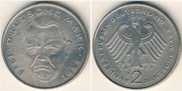 2 Марка ФРН (1949-1990) Нікель/Мідь 