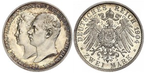 2 Марка Duchy of Mecklenburg-Schwerin (1352-1918) Серебро Frederick Francis IV, Grand Duke of Mecklenburg (1882 - 1945)